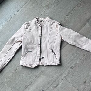 JouJou Blush Pink Faux Leather Moto Jacket Size Medium 10/12